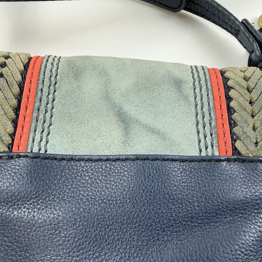 Fossil Rumi Small Crossbody Bag Suede Pebble Leather Mix Braid Trim Boho Flaw - Picture 4 of 13
